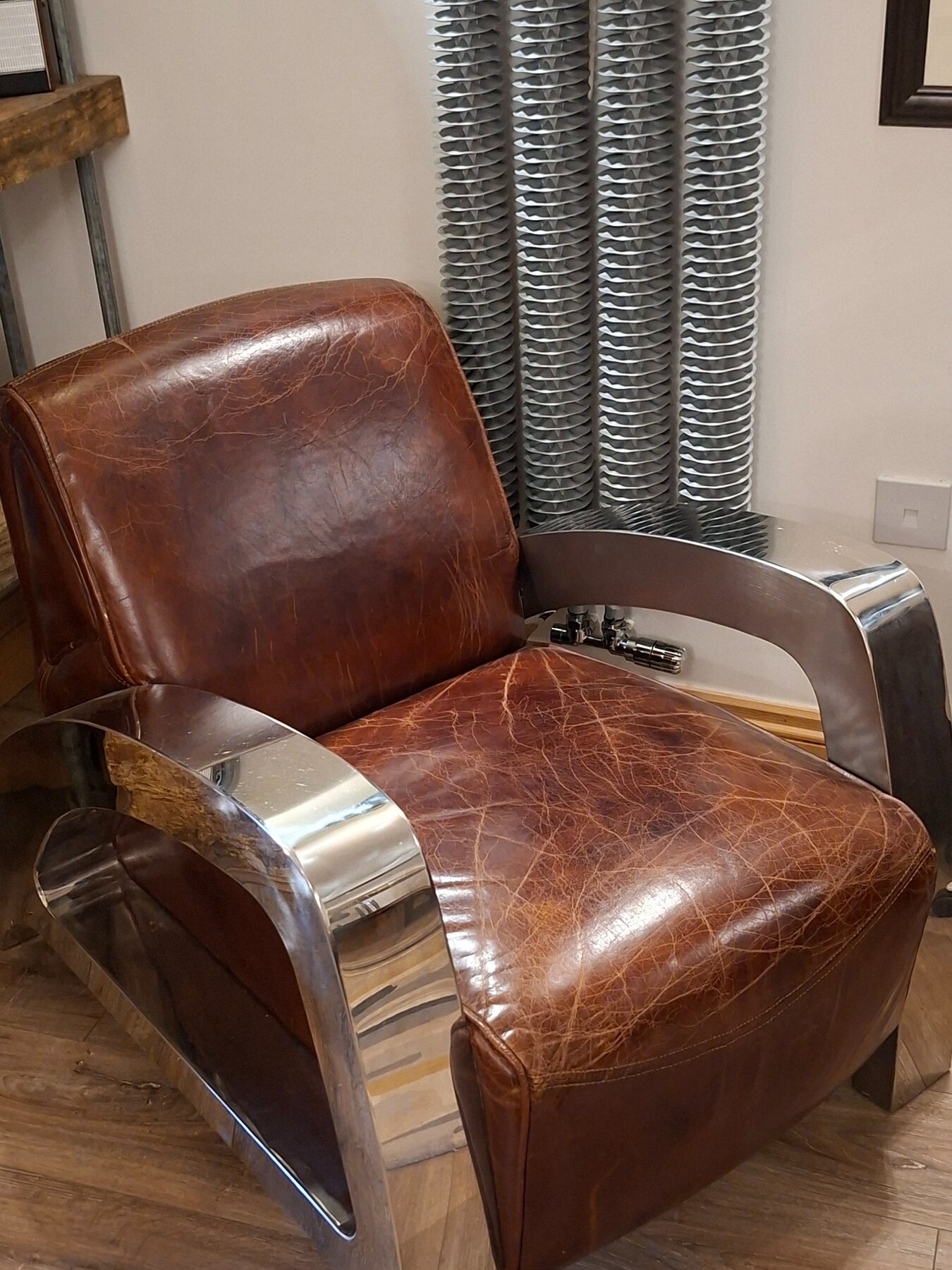 Sculptural leather chair