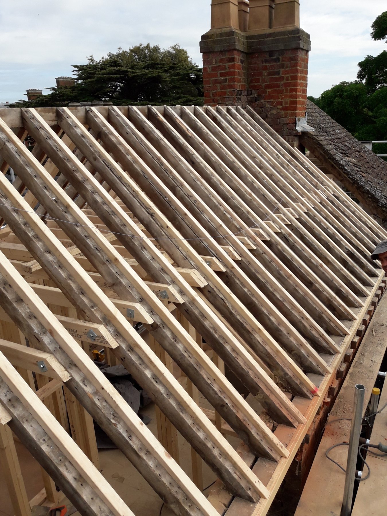 The roof timbers being carefully renewed at Havisham House